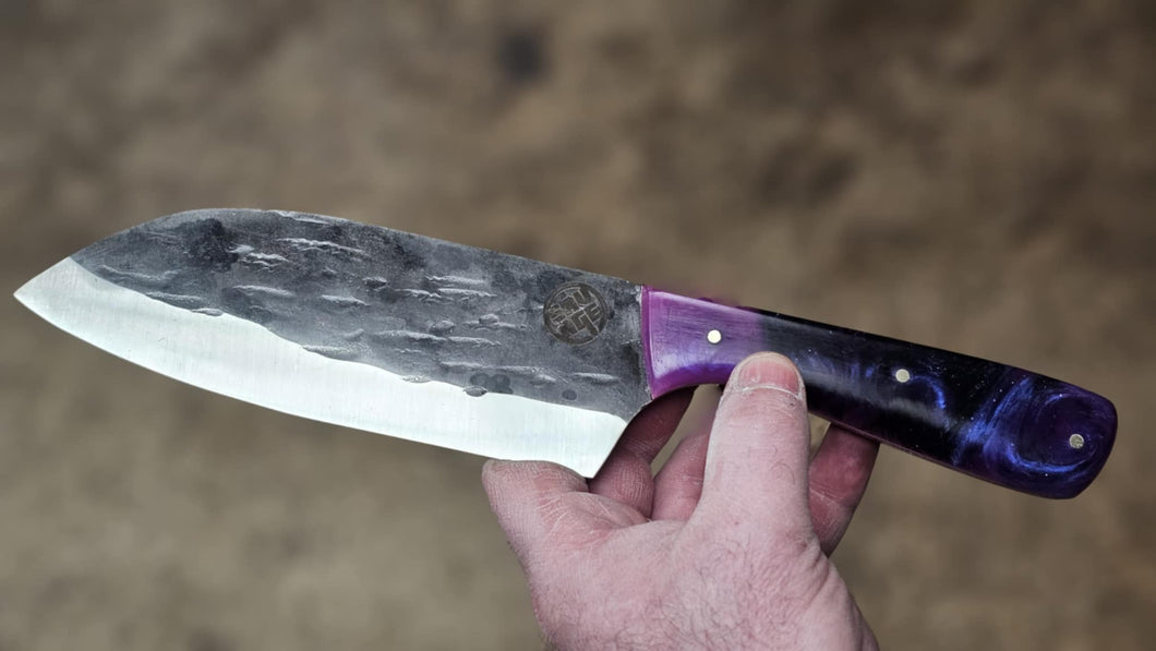 Stainless Steel Santoku - Purple Nebula