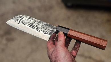 Japanese Stripped Santoku - Wooden Wa Handle