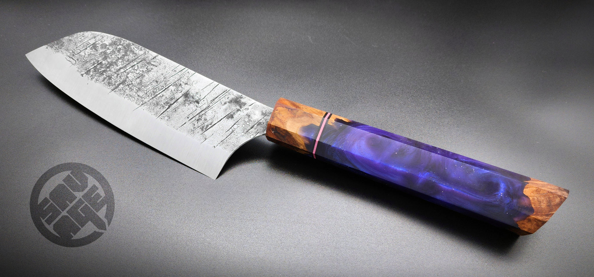 High Carbon Santoku - Galaxy Rain Resin Wa Handle – Savage Custom