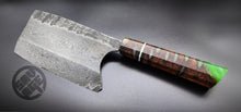 Load image into Gallery viewer, Damascus Cleaver - Emerald Banksia Resin Wa Handle